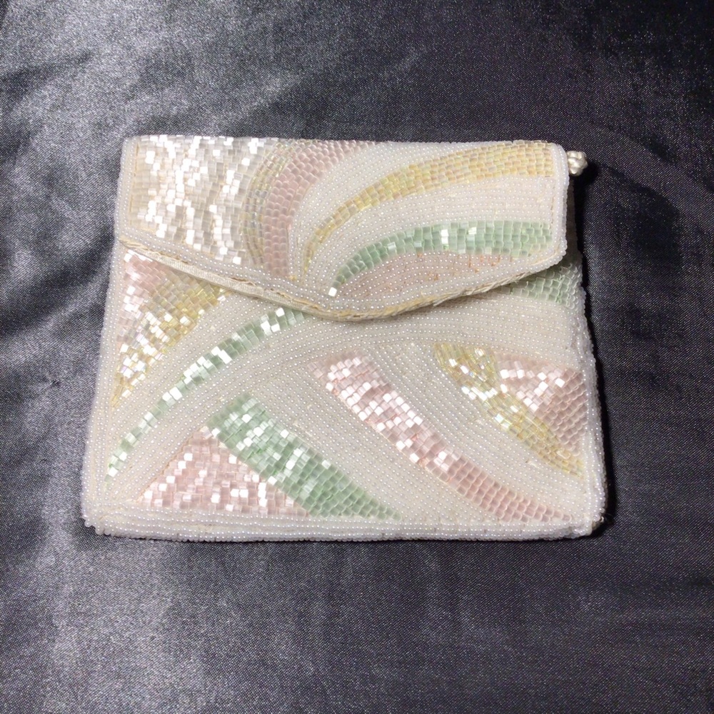 VINTAGE Pastel Starburst Glass Beaded Bag JT